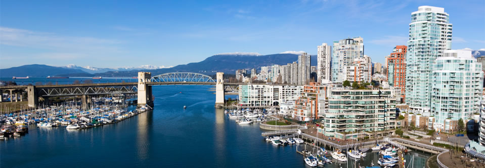 Vancouver city skyline Burrard Bridge